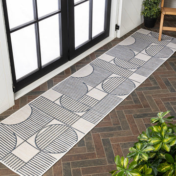 Arielle Mid-Century Modern Geometric Lines Reversible Machine-Washable Indoor/Outdoor Area Rug